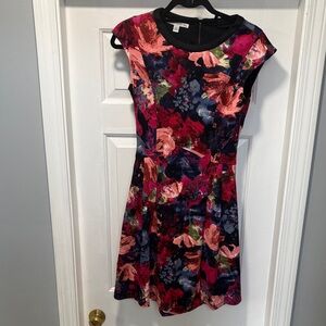 Maggy London Black and Pink Floral Mini Dress